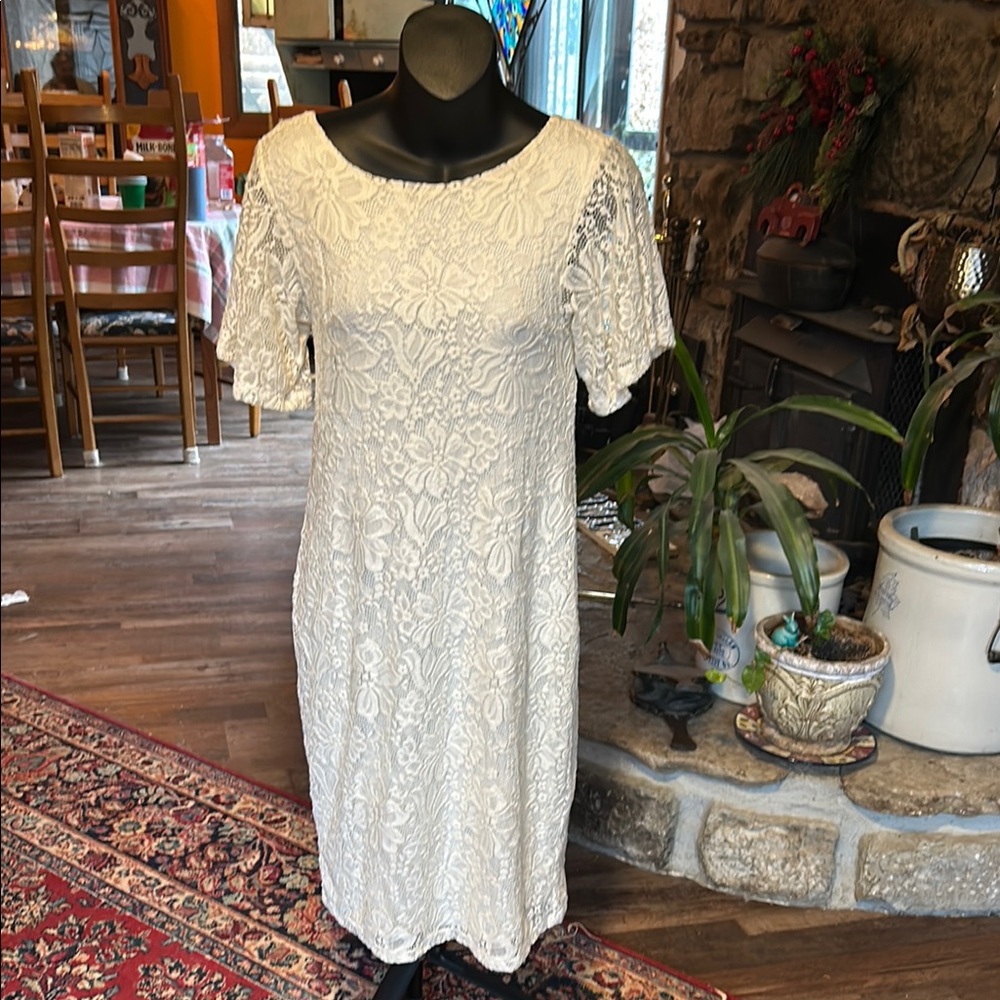 Cream Midi Sheath Dress with Flutter Sleeves for Cocktail
